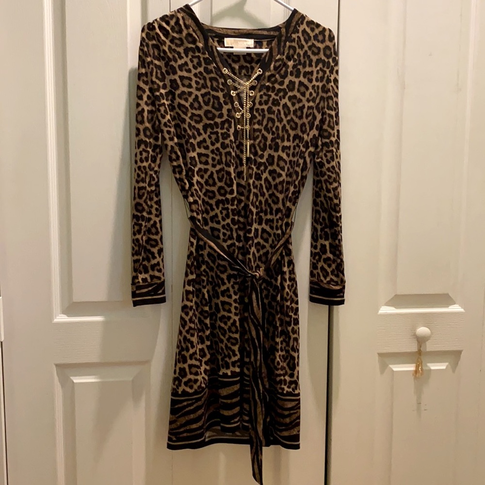 Michael Kors Leopard Print Long Sleeved Dress SP